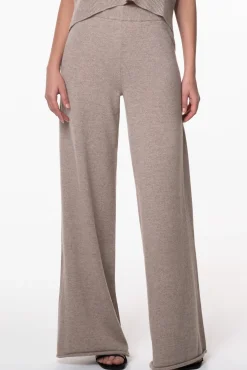 Akeem Cashmere Wide-Leg Pants In Sesame