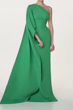 Alba Crepe Long In Dress Emerald