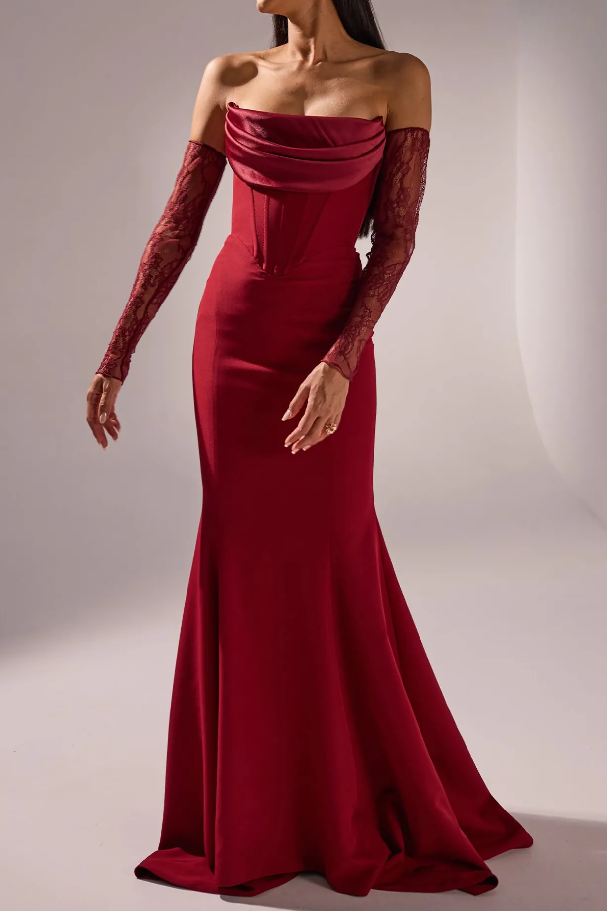 Amada Long Dress In Light-Burgundy