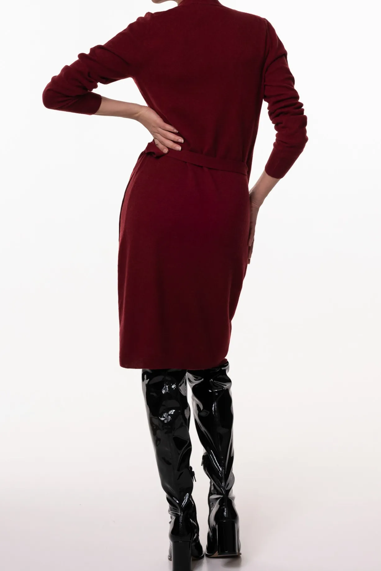 Amani V-Neck Wrap Midi Dress In Cuir De Russie