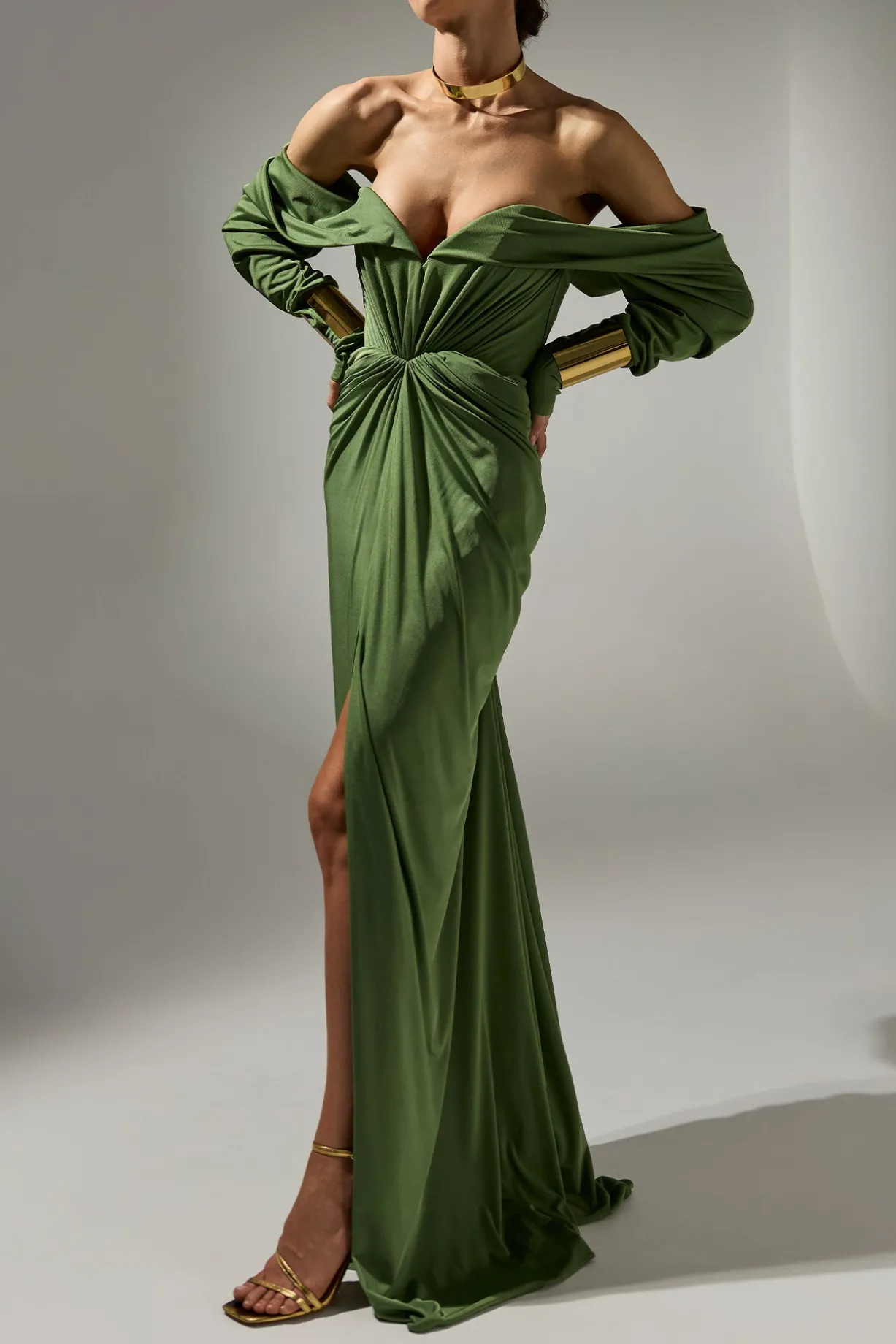 Ammuri Jersey Long Dress In Olive