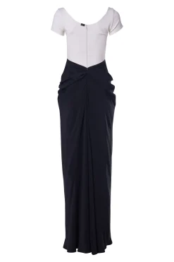 Amna Long Dress In Black-White