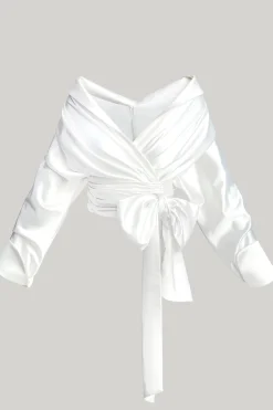 Angelina Satin Shirt In White