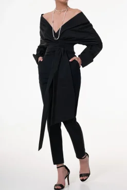 Angelina Taffeta Shirt In Black