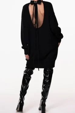 Aniel Open Back Wool and Cashmere-blend Dress
