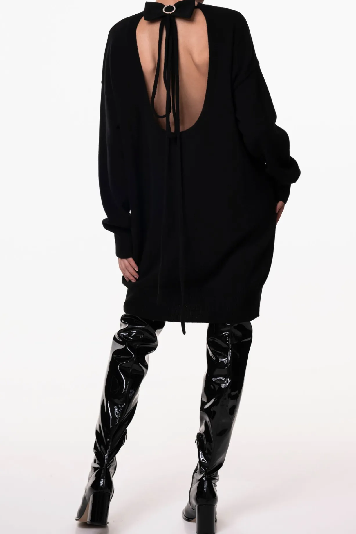 Aniel Open Back Wool and Cashmere-blend Dress