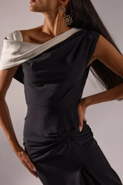 Aqusa Long Dress In Black-white