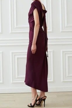 Astrid Open Back Dress In Plum