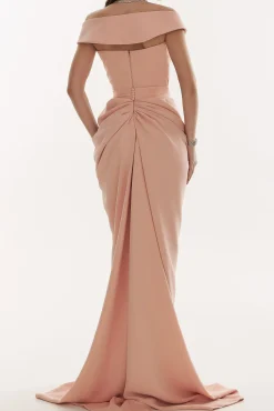 Athena Crepe Long Dress In Blush