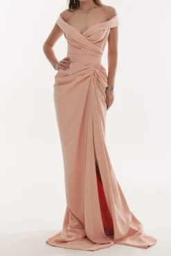 Athena Crepe Long Dress In Blush