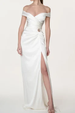 Athena Silk Long Dress In Ivory