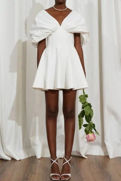 Ava Taffeta Crepe Mini Dress In Off-White