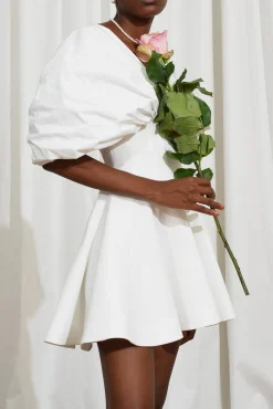 Ava Taffeta Crepe Mini Dress In Off-White
