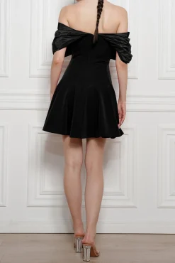 Ava Taffeta Crepe Mini Dress In Black