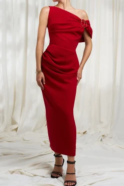 Avra Crepe Dress In True-Red