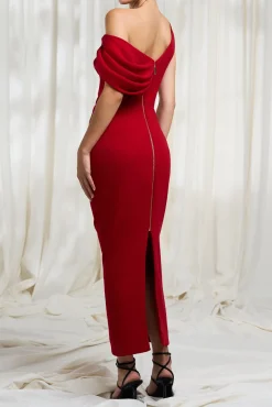 Avra Crepe Dress In True-Red