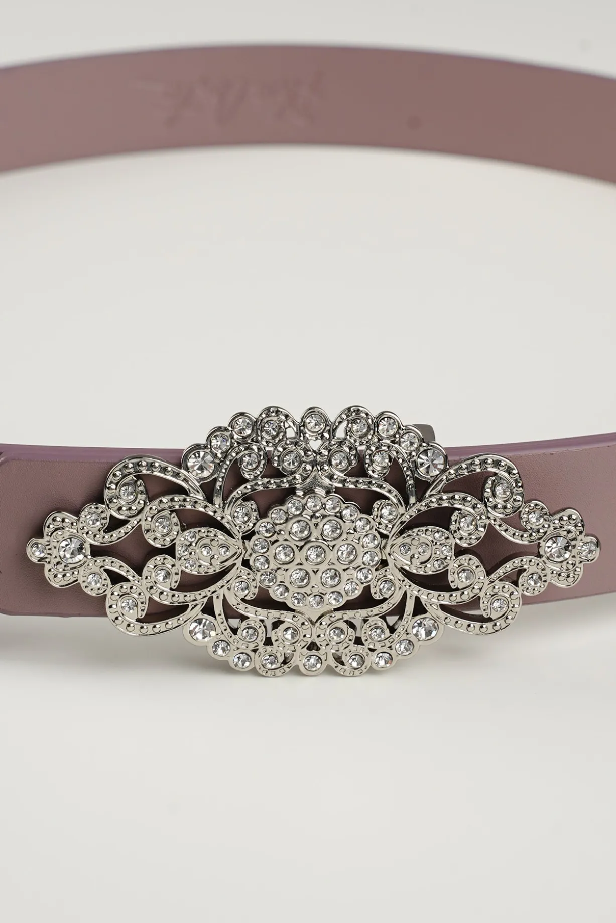 Baroque Aubergine Leather Waist Belt With Silver Buckle