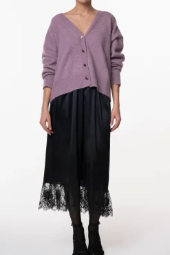 Cassiel Cashmere and Silk-blend Cardigan In Lilla
