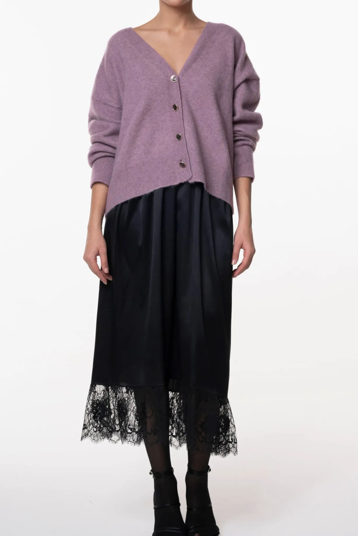 Cassiel Cashmere and Silk-blend Cardigan In Lilla