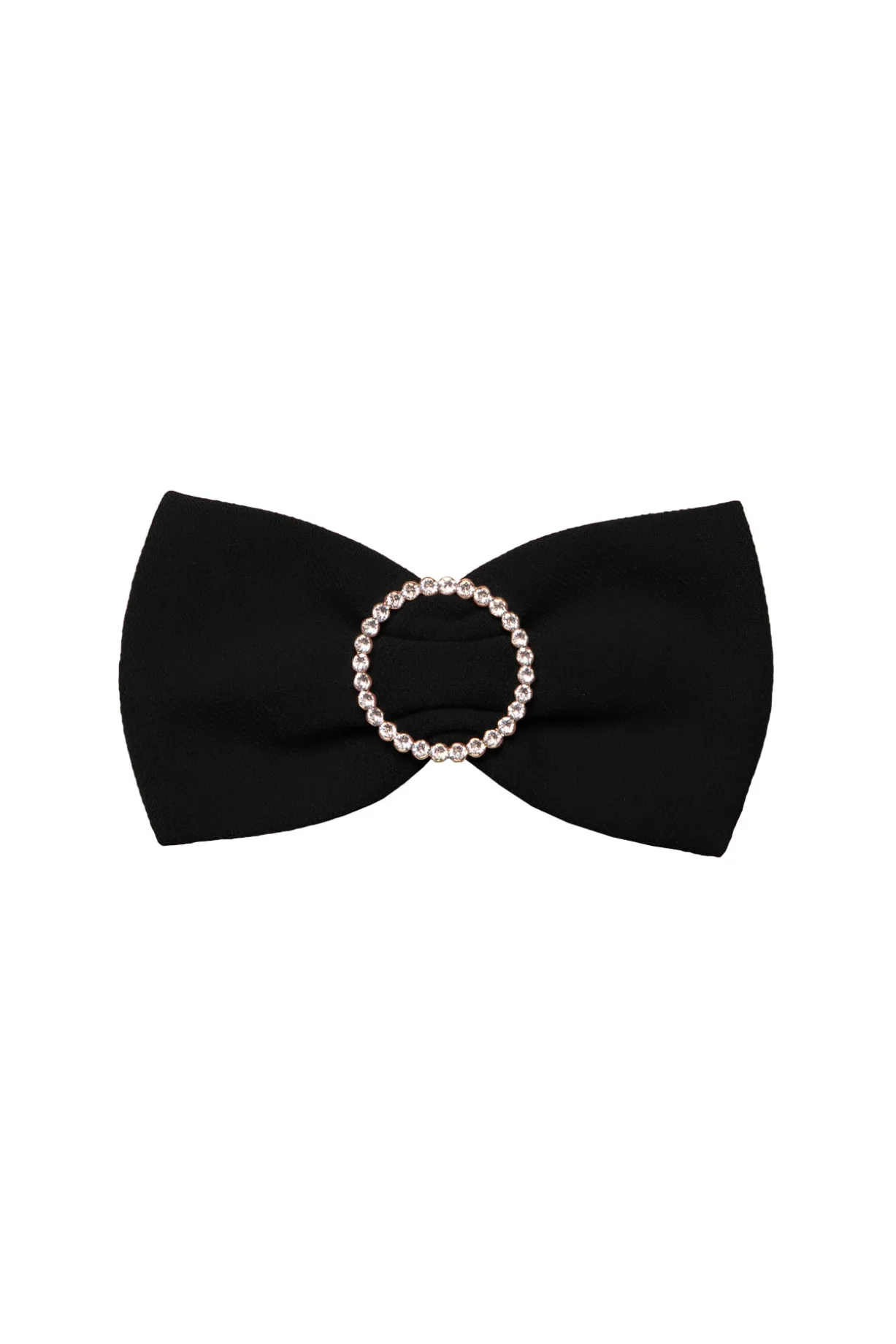 Crystals Black Crepe Bow Brooch