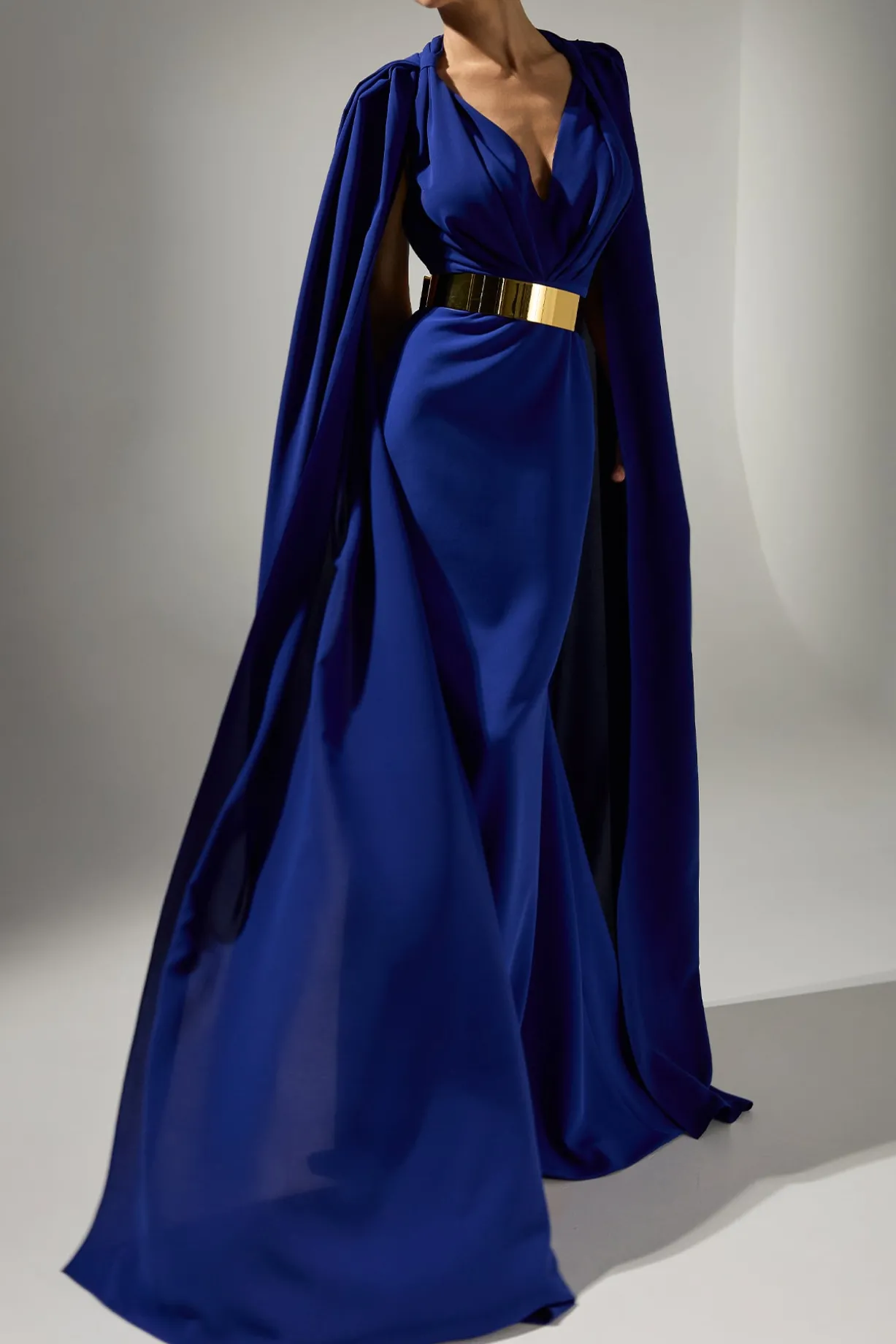 Dalal Cape-Dress In Royal-Blue