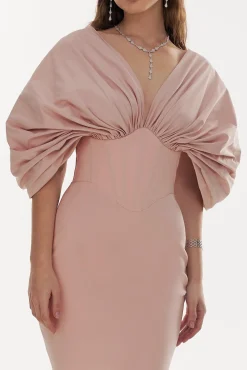 Dina Crepe Taffeta Dress In Blush