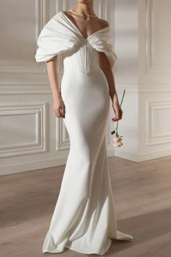 Dina Crepe Taffeta Dress In Off-White