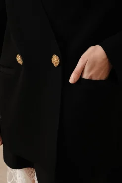 Dona Jersey Double-Breasted Jacket In Black