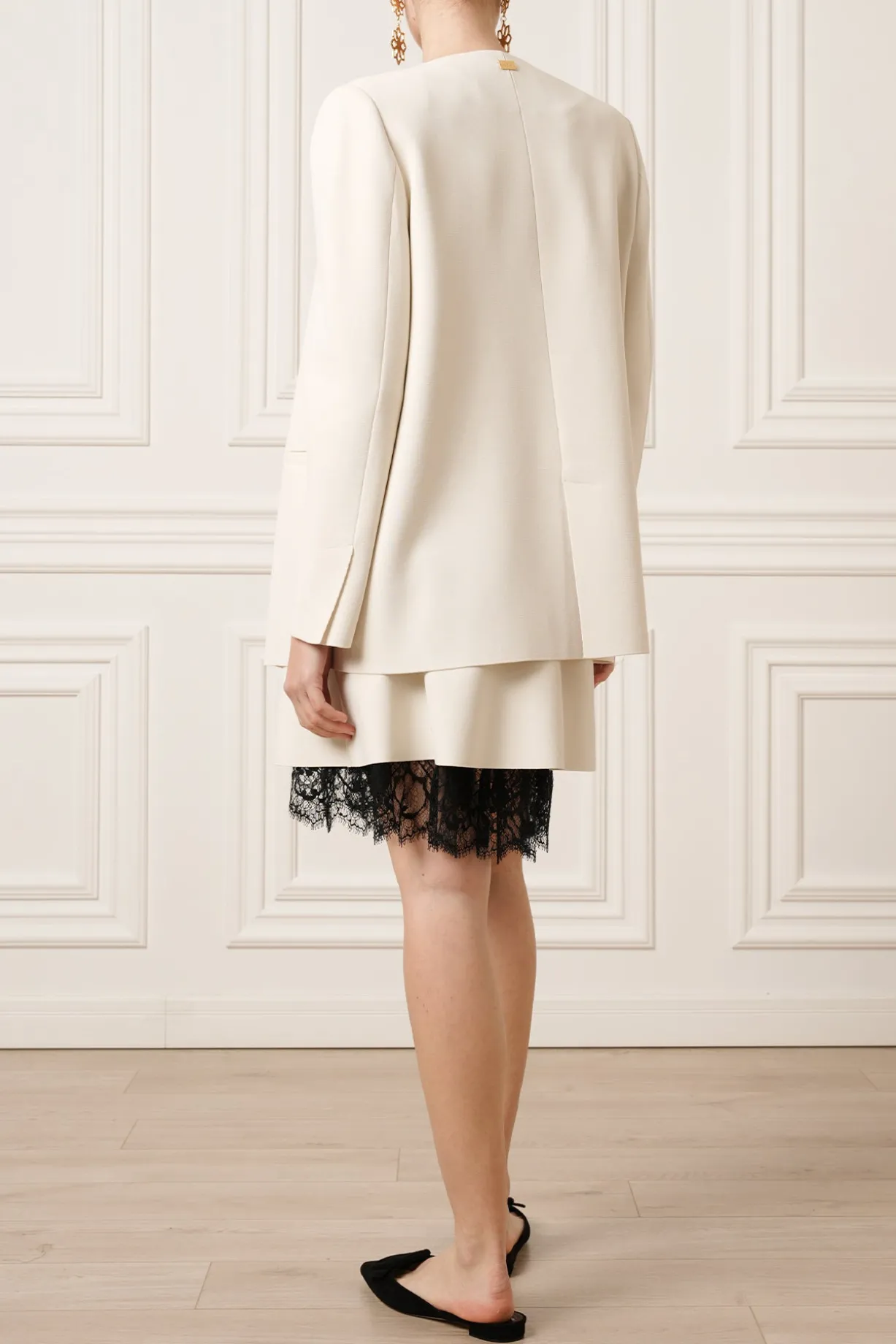 Dona Jersey Double-Breasted Jacket In Off-White