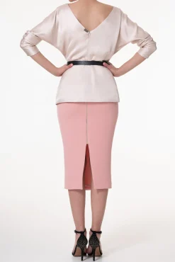 Elegant Satin Blouse In Cipria