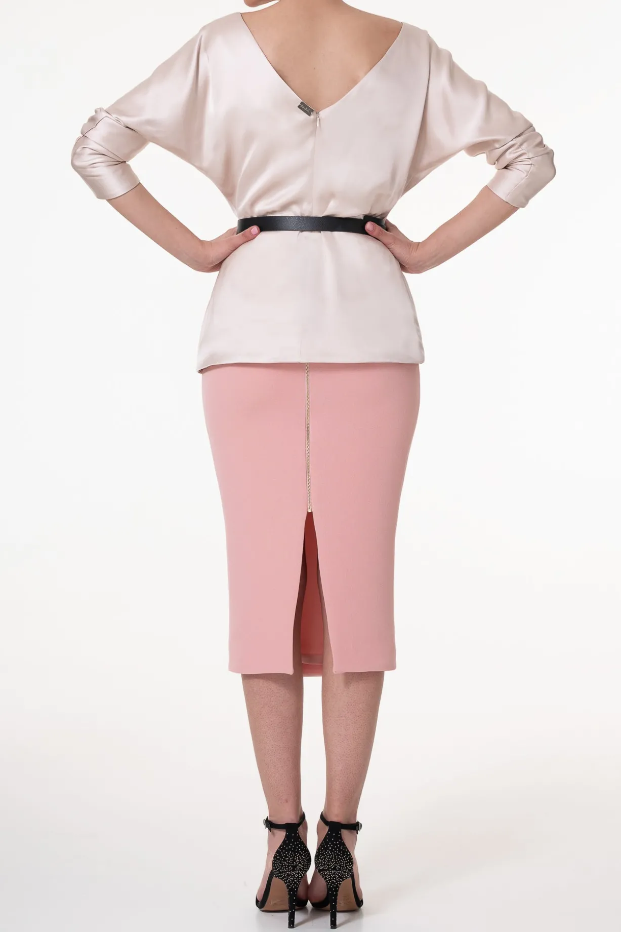 Elegant Satin Blouse In Cipria
