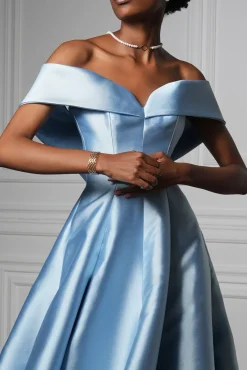 Ellie Mikado Gown In Artic-Blue