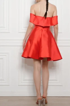 Ellie Mikado Short Dress In Hot-Red