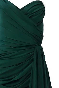 Gaia Silk Dress In Forest-Green