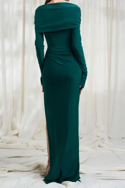 Gemma Jersey Long Dress In Ivy-Green