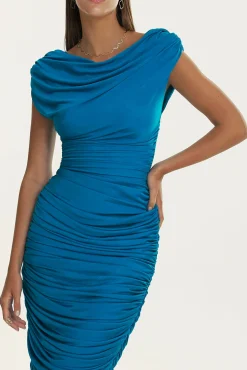 Ida Peacock Blue Jersey Long Dress