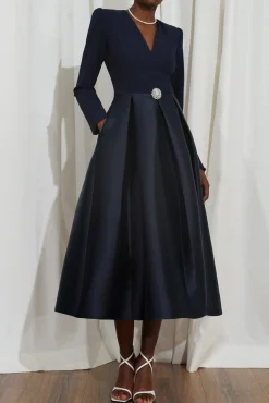 Ivy Midi Dress In Midnight-Blue