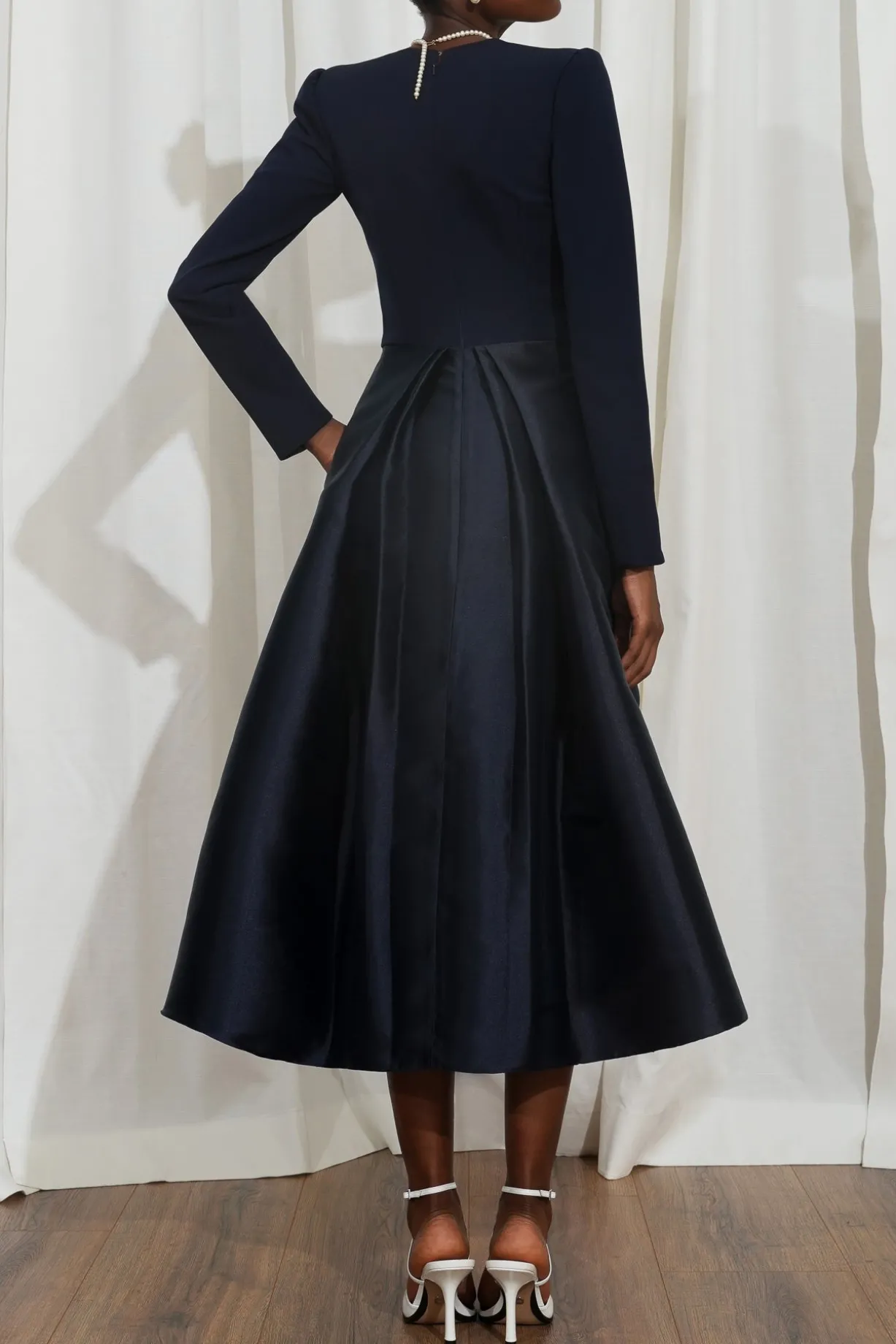 Ivy Midi Dress In Midnight-Blue