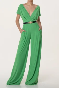 Joan Jersey Jumpsuit In Emerald