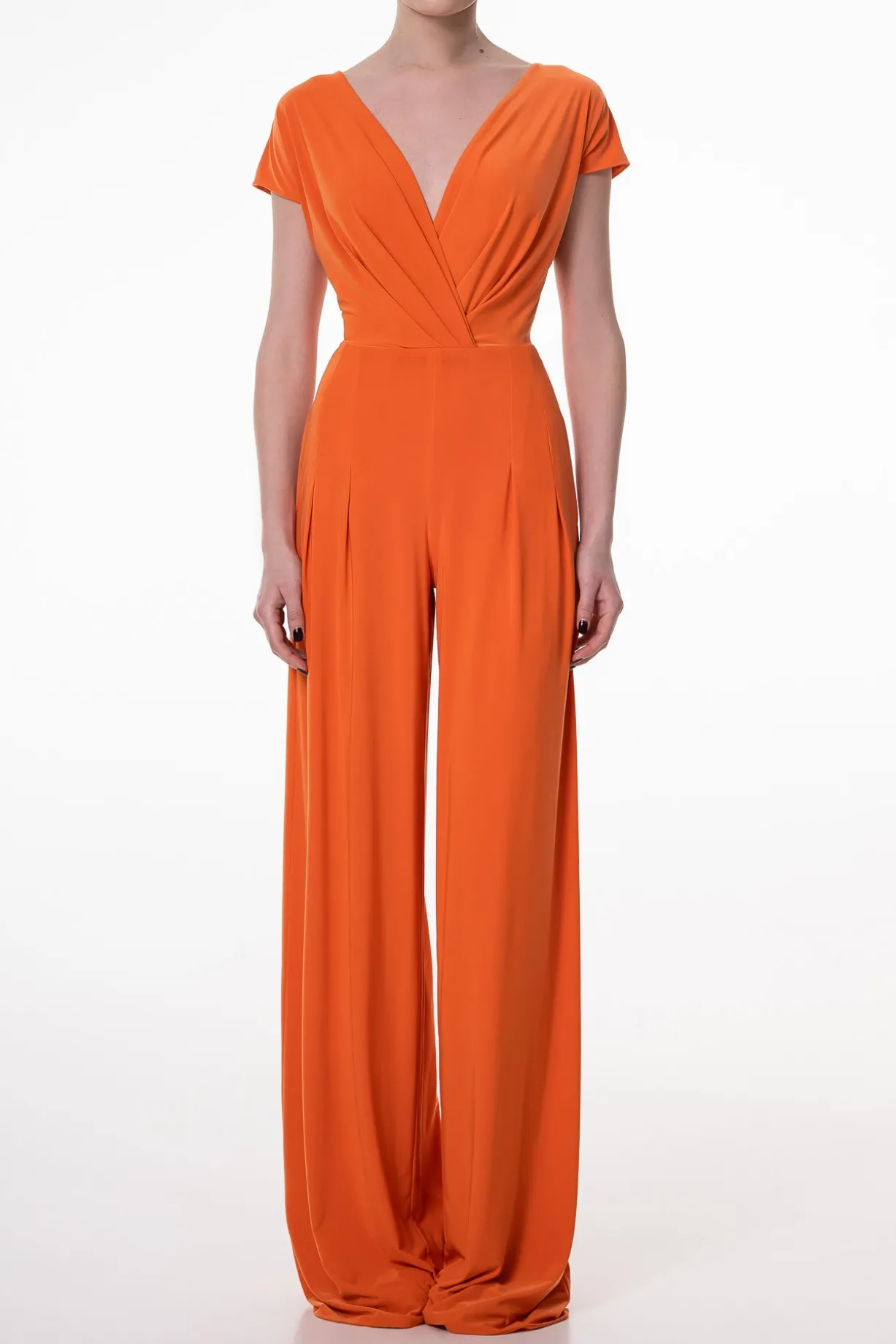 Joan Jersey Jumpsuit In Hot-Orange