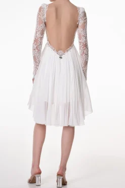 Joelle with Crystals Boho Short Dress In Ivory