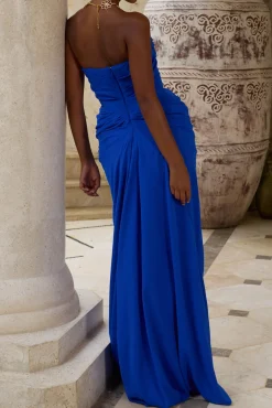 Kala Crepe Long Dress In Mediterranean-Blue
