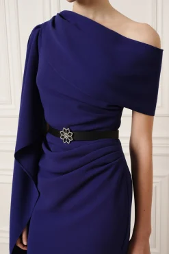 Karen One-Shoulder Midi Dress In Royal Blue