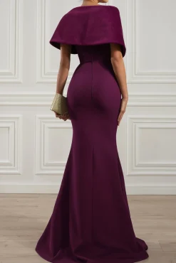 Kavya Crepe Velvet Gown In Dark-Purple