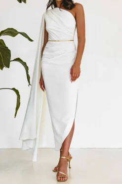 Kelly Crepe Ankle Length Dress in Ivory