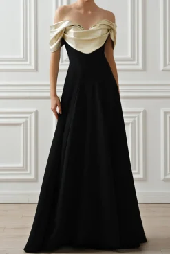 Kylie Long Dress In Black-Gold