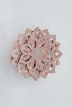 Lotus Brooch - Rose-Gold With Crystals