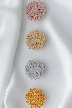 Lotus Brooch - Rose-Gold With Crystals