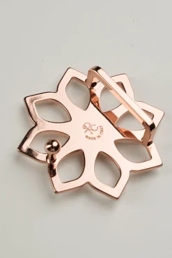 Lotus Leather Waist Belt In Aubergine With Rose-Gold Buckle