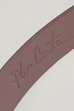 Lotus Leather Waist Belt In Aubergine With Rose-Gold Buckle
